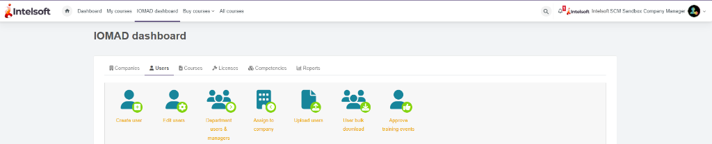 User administration interface