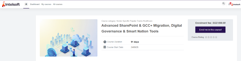 IntelSoft LMS course detail page