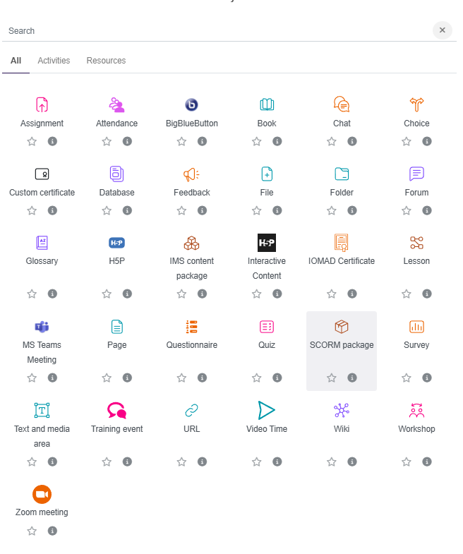 IntelSoft LMS learning resources screen